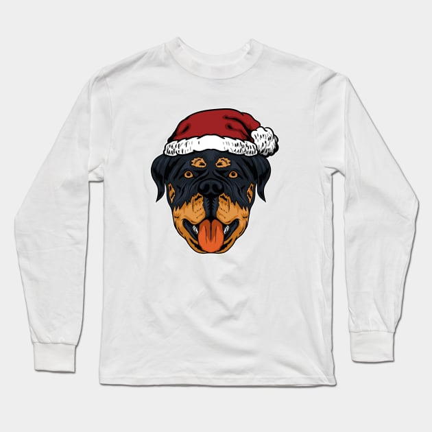 dog Rottweiler dog santa Christmas Long Sleeve T-Shirt by wahyuart21